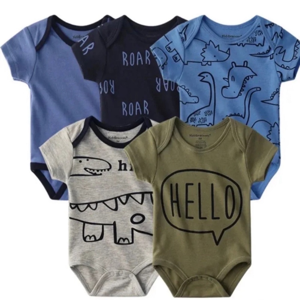 Set of 5 Short Sleeve Baby Romper Cloth